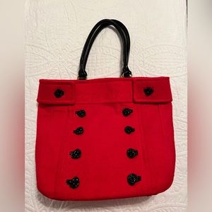 Braciano Red Black Handbag Tote Purse